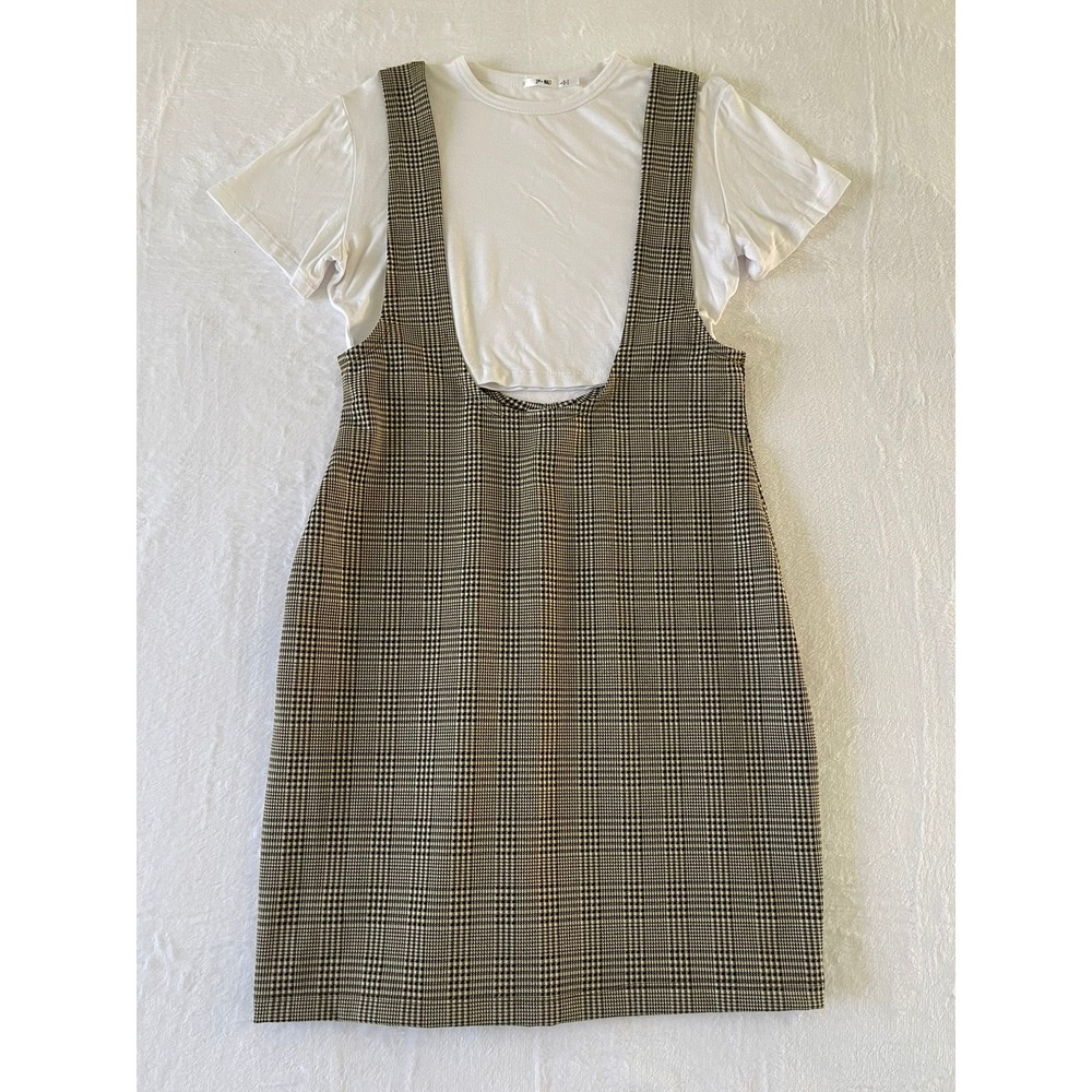 3rd + Malt Womens L Faux 2 Piece Layered Plaid Jumper Dress Preppy Academia